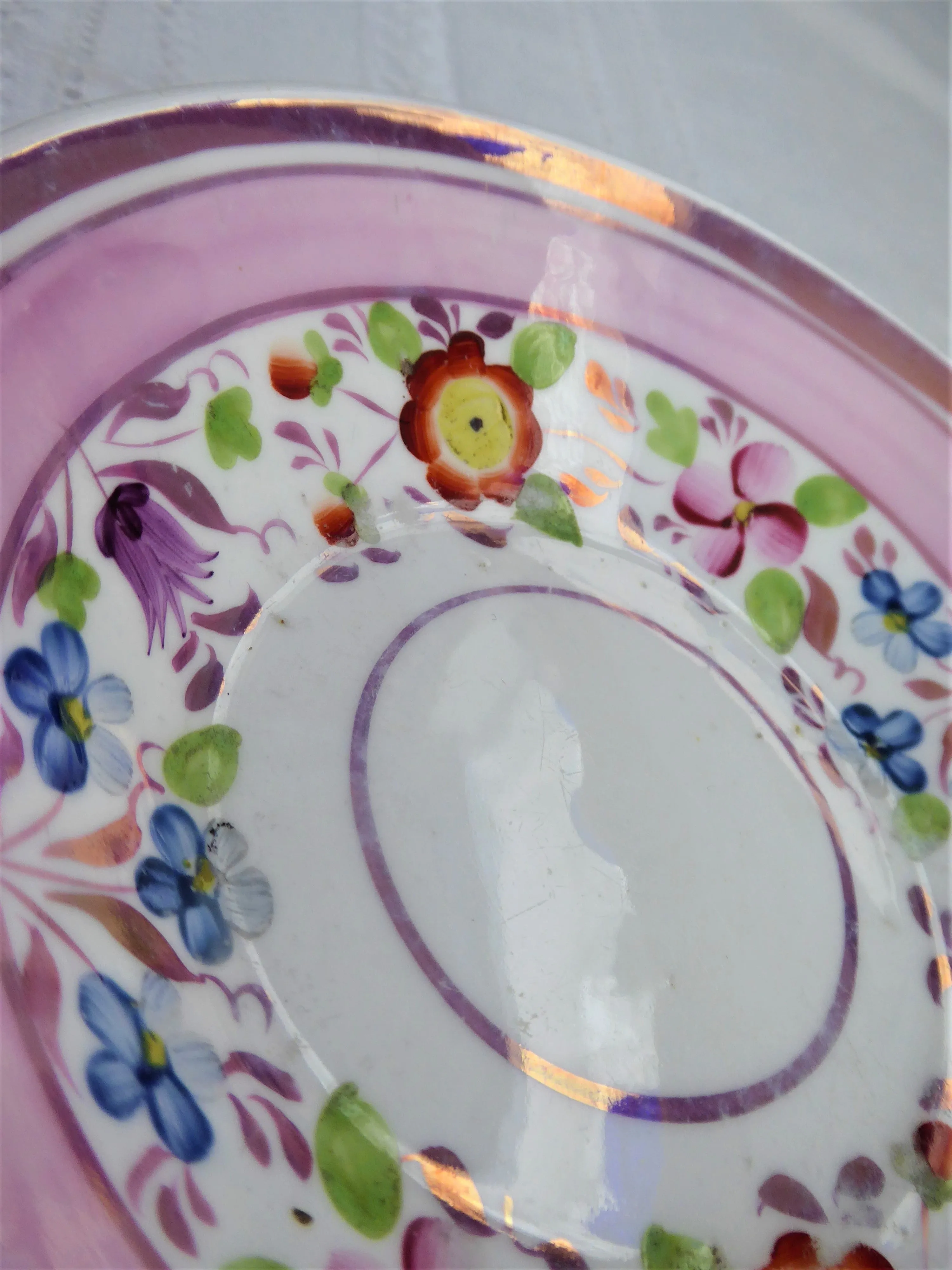Victorian Pink Copper Luster Cup And Saucer Floral 1830s Pattern Victorian Floral