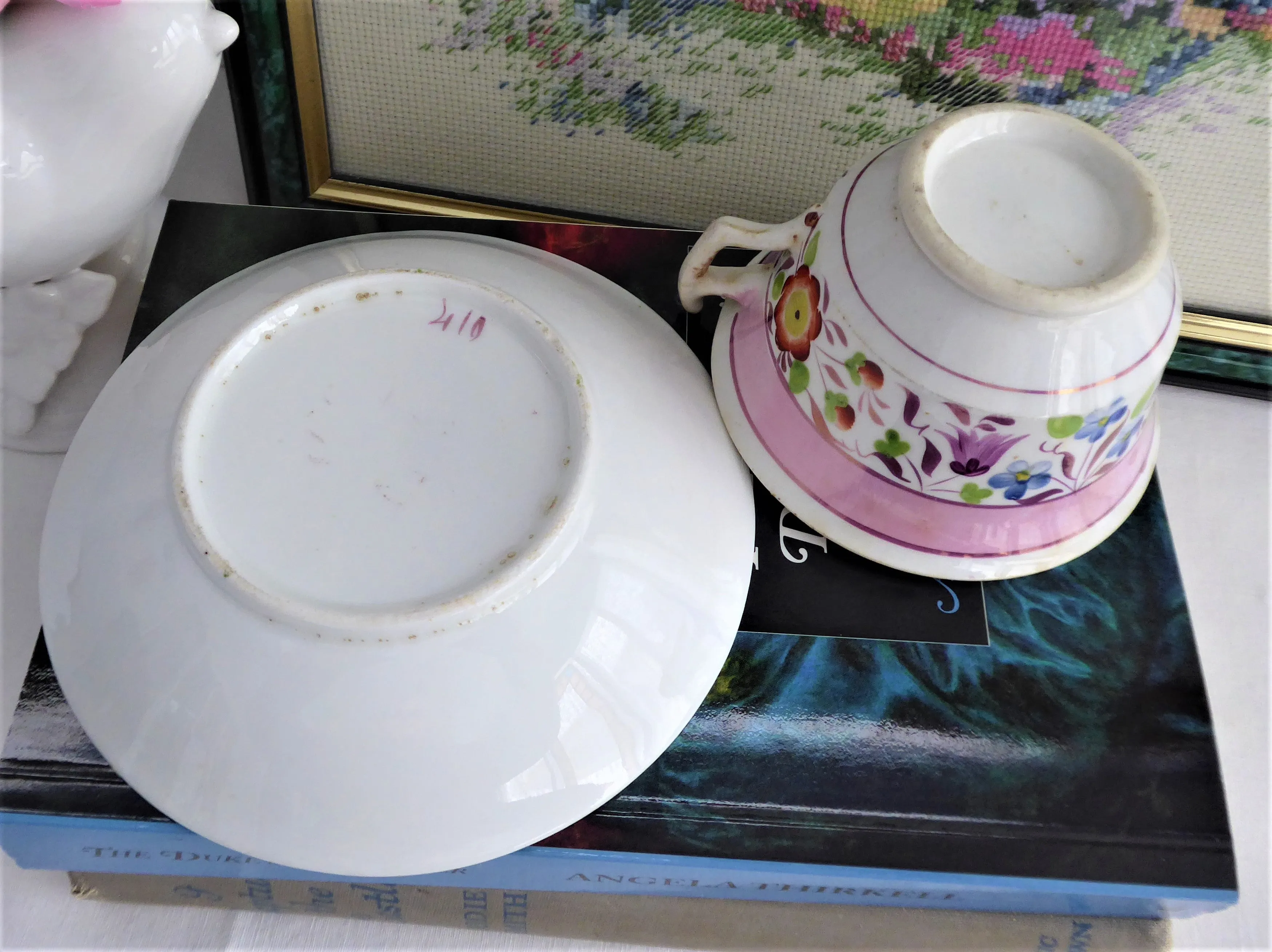 Victorian Pink Copper Luster Cup And Saucer Floral 1830s Pattern Victorian Floral