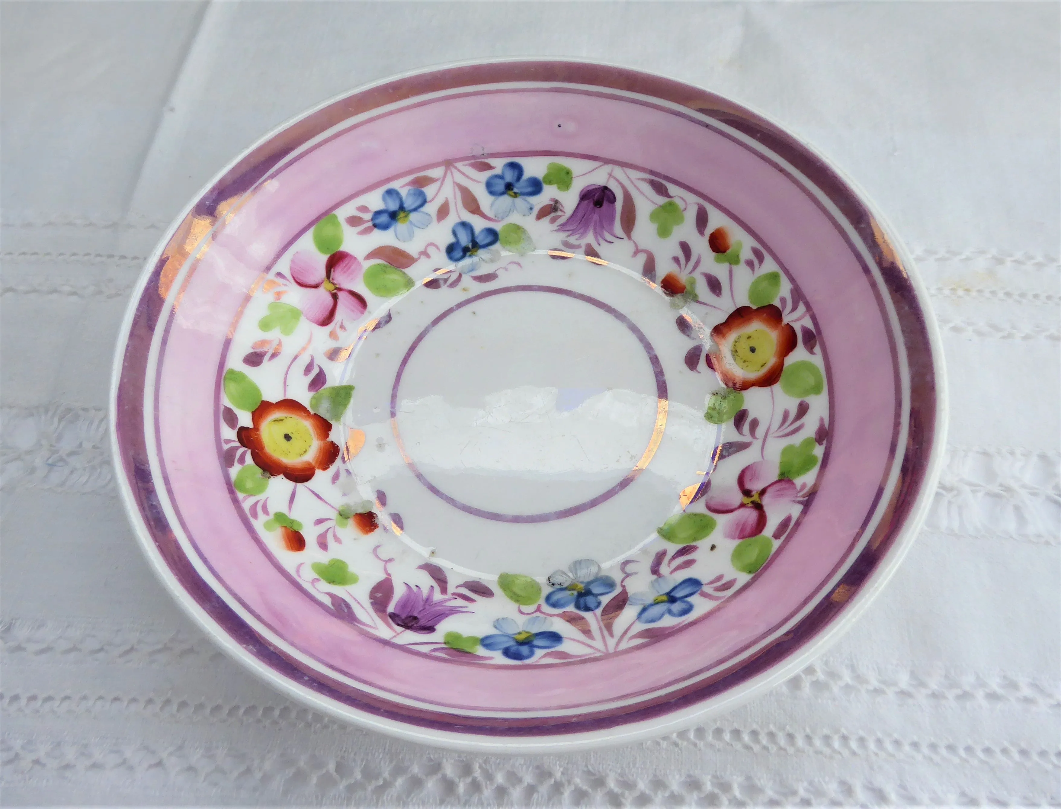 Victorian Pink Copper Luster Cup And Saucer Floral 1830s Pattern Victorian Floral