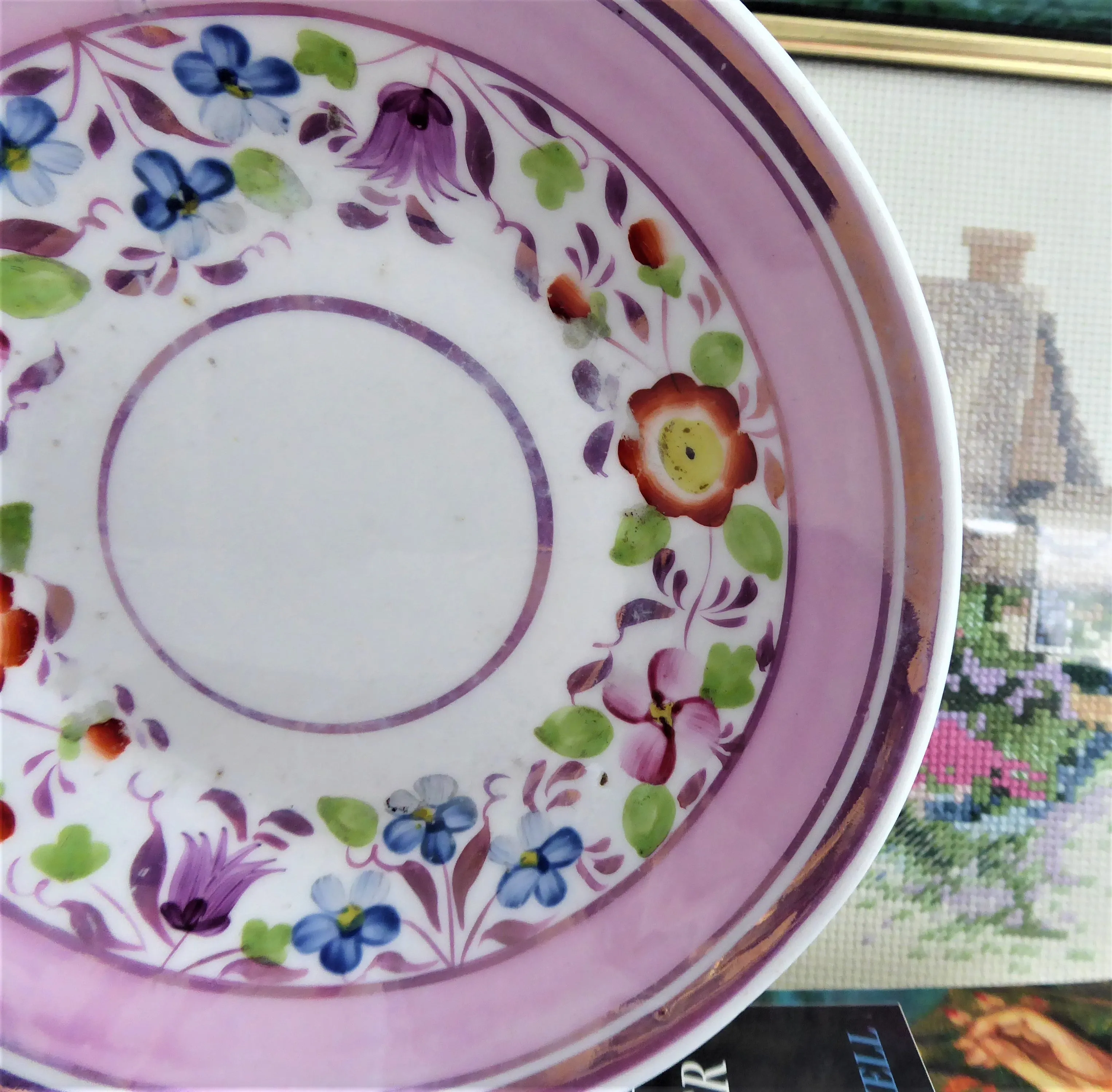 Victorian Pink Copper Luster Cup And Saucer Floral 1830s Pattern Victorian Floral