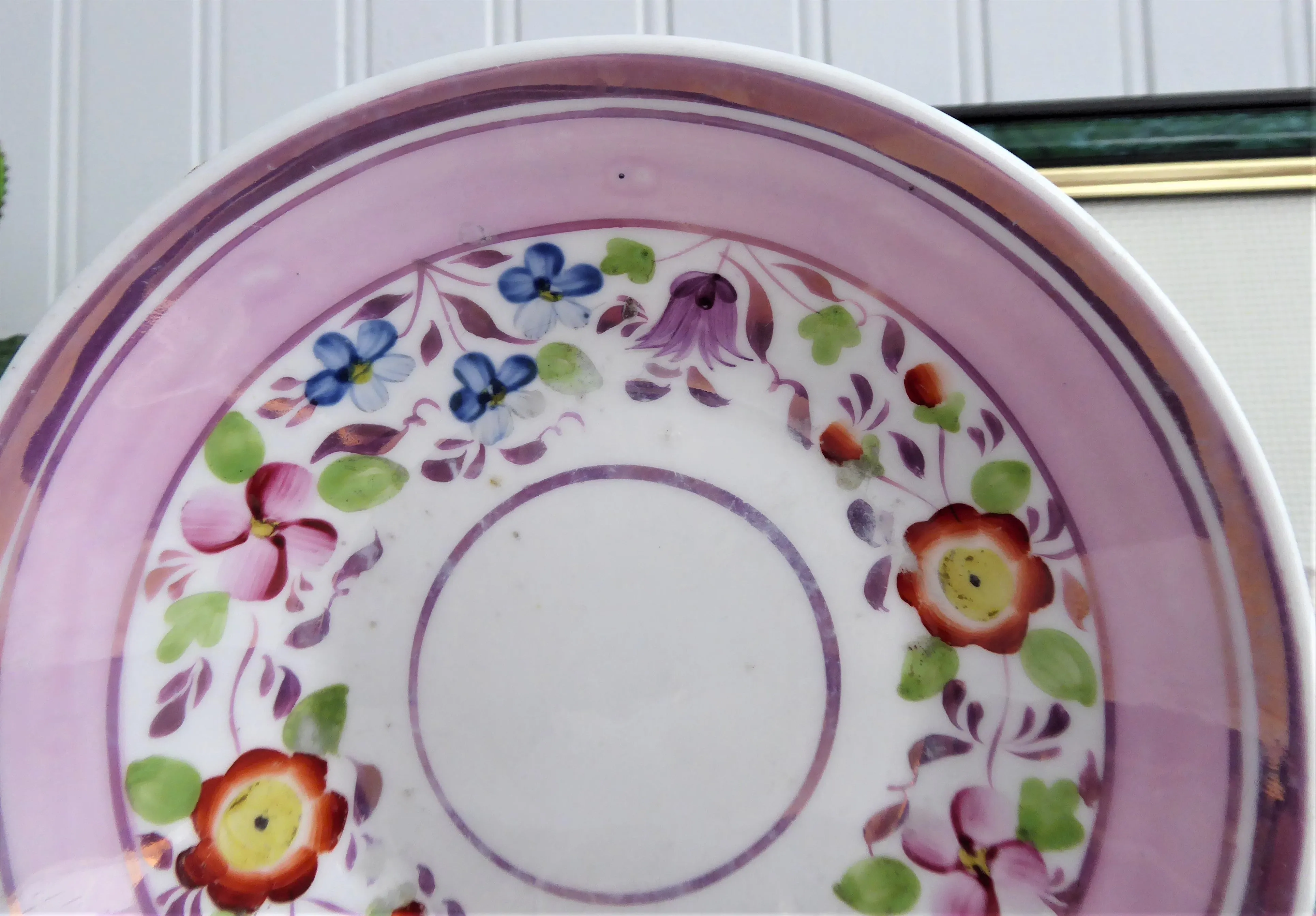 Victorian Pink Copper Luster Cup And Saucer Floral 1830s Pattern Victorian Floral
