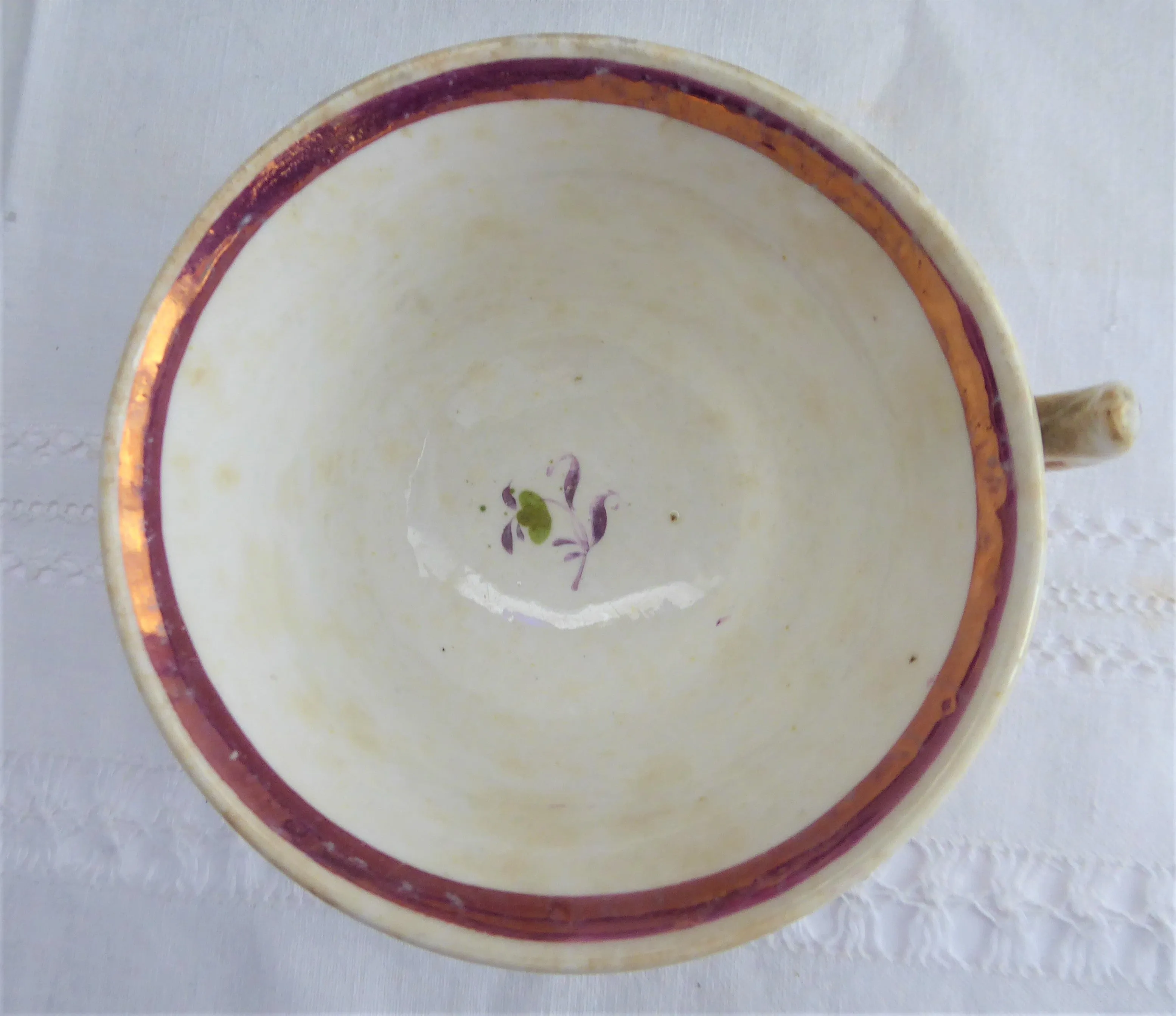 Victorian Pink Copper Luster Cup And Saucer Floral 1830s Pattern Victorian Floral