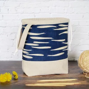 Whale Drawstring Work in Progress Bag with Grab Handle