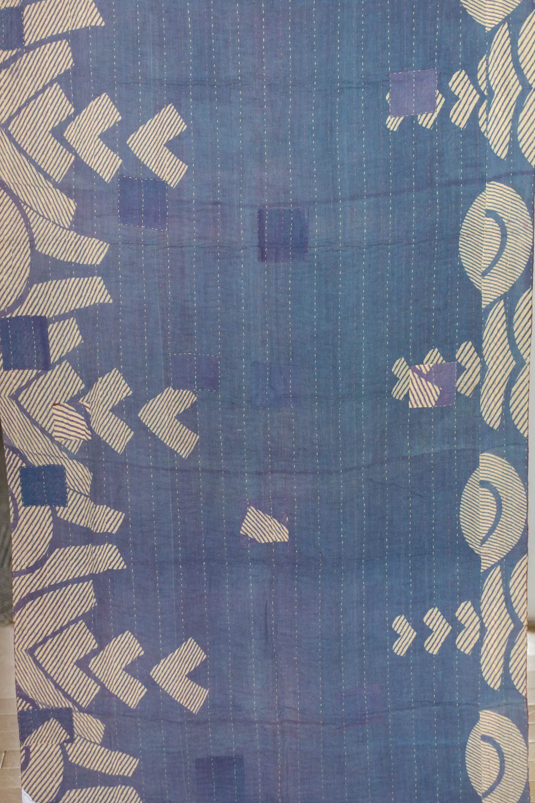 With Kantha Throw